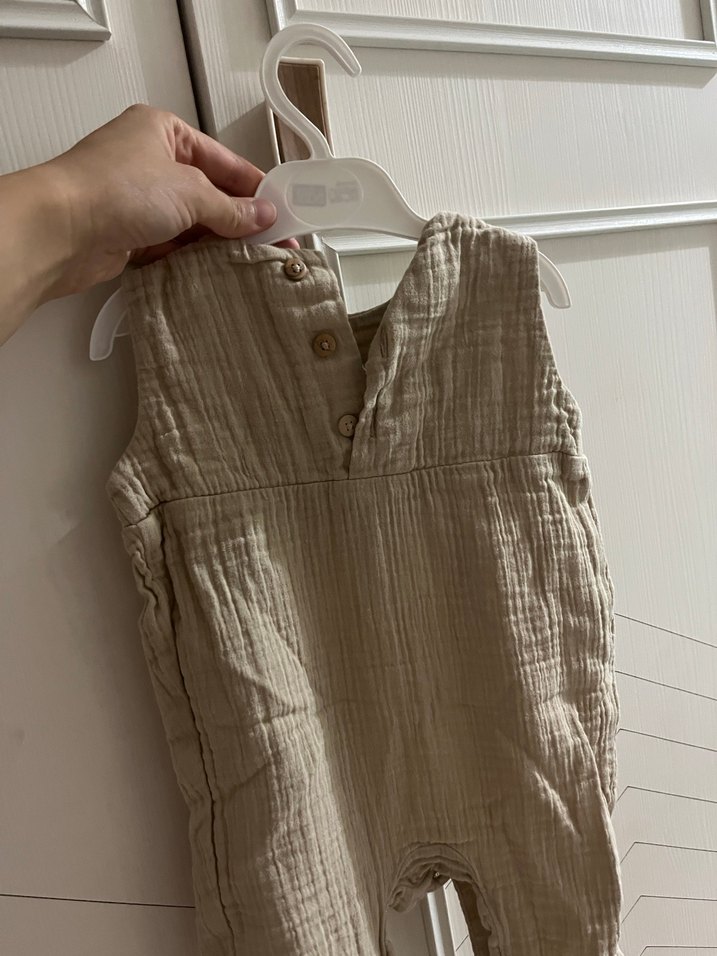 Düğmeli Bej Bebek Kız Tulum - Görsel 3