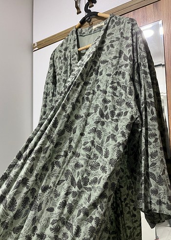 universal Beden Gri Yılan Desenli Uzun Bohem Kadın Kimono