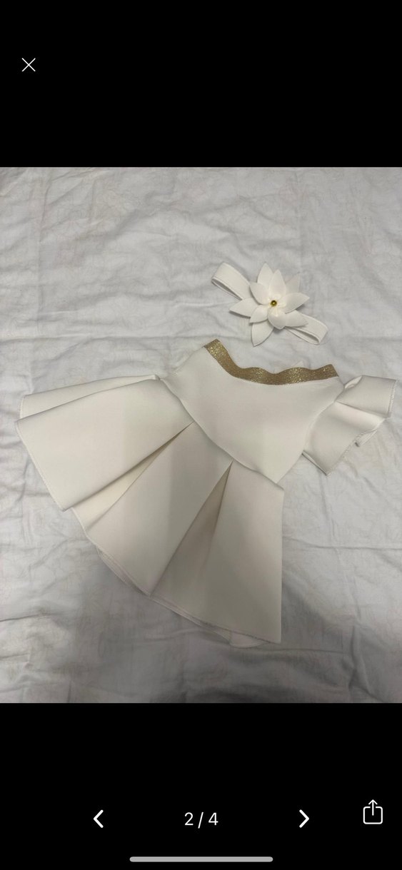 Çiçek Detaylı Beyaz Kız Çocuk Elbise - Görsel 2