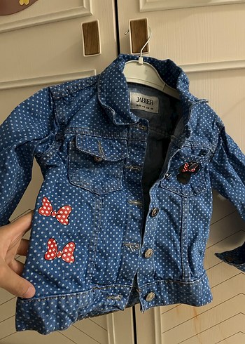 Kız Çocuk Lacivert Nakışlı Kot Ceket - Görsel 5