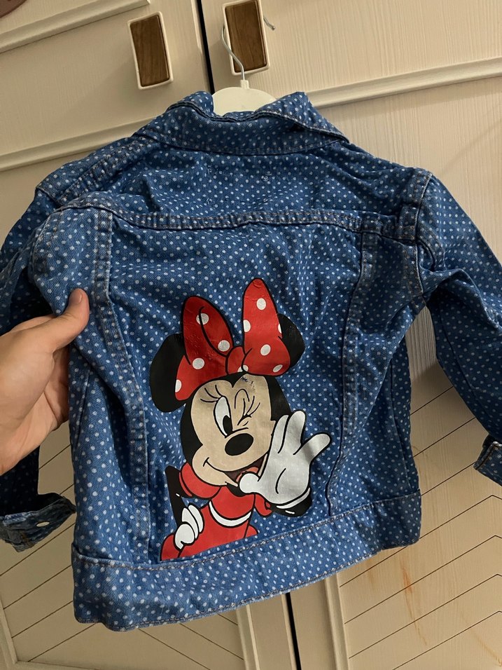 Kız Çocuk Lacivert Nakışlı Kot Ceket - Görsel 3