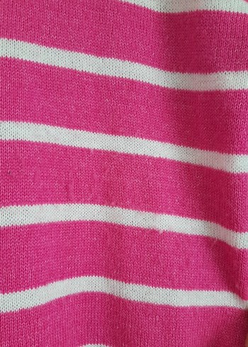 40 Beden pembe Renk Pembe Çizgili Oversize Triko Kazak