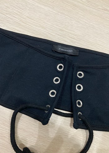 Siyah Süet Bağcıklı Gotik Kadın Kemer - Görsel 2