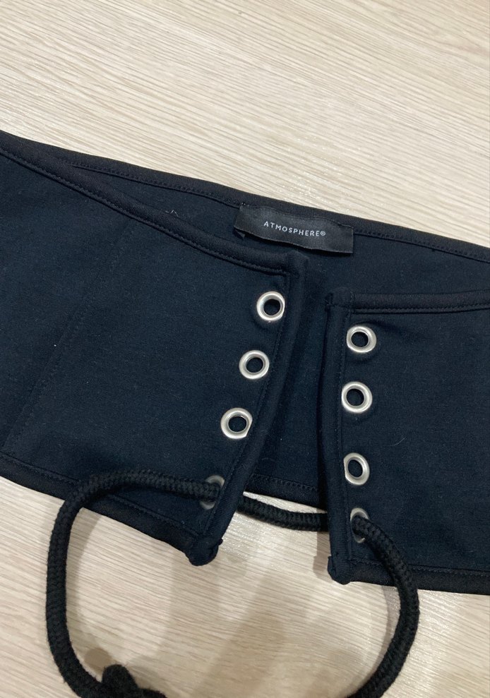 Siyah Süet Bağcıklı Gotik Kadın Kemer - Görsel 2