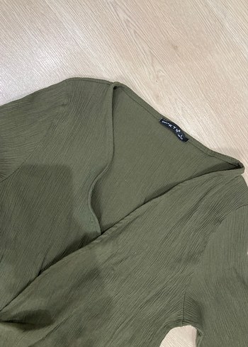 Kadın Haki Keten V Yaka Salaş Tulum - Görsel 4