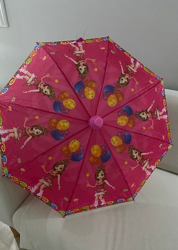 Mango Pembe Bohem Renkli Fırfırlı Kadın Şemsiye