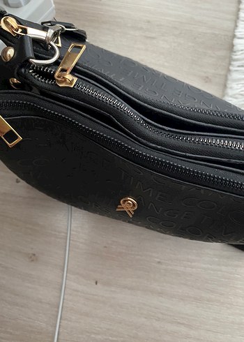 Diğer Diger Siyah Baskılı Deri Kadın Çapraz Çanta