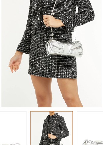 Beyaz Yılan Derisi Desenli Metal Tokalı Kadın El Çantası - Görsel 2