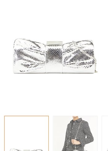 Beyaz Yılan Derisi Desenli Metal Tokalı Kadın El Çantası - Görsel 3