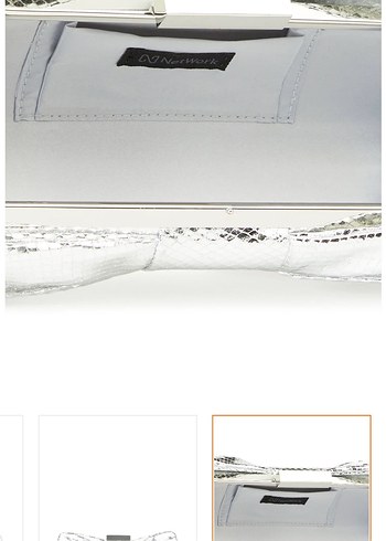 Beyaz Yılan Derisi Desenli Metal Tokalı Kadın El Çantası - Görsel 4