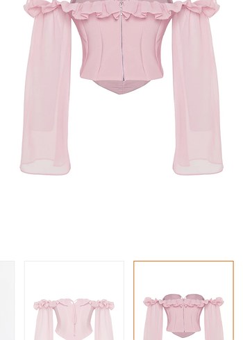 Pembe Kayık Yaka Uzun Kollu Bluz - Görsel 3