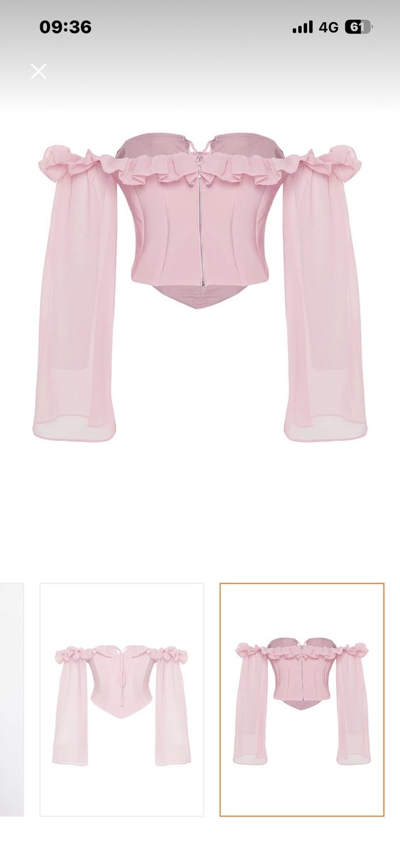 Pembe Kayık Yaka Uzun Kollu Bluz - Görsel 3