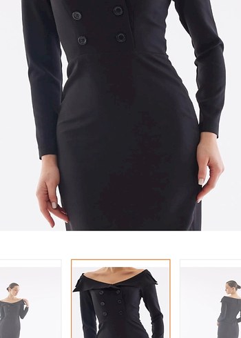 Uzun Siyah Kadın Kalem Elbise - Görsel 2