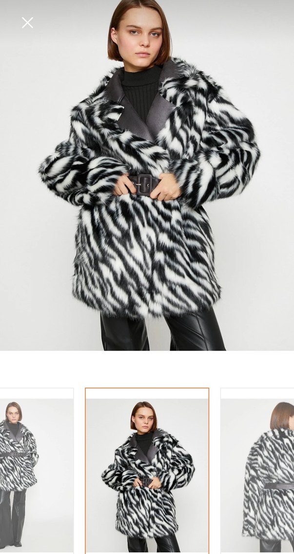 Siyah Beyaz Zebra Desenli Kısa Suni Kürk - Görsel 2