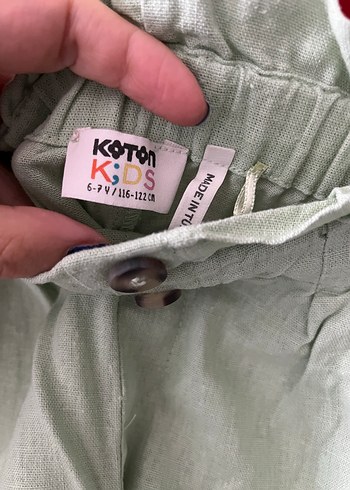 6 Yaş Beden Koton Beli Lastikli Bol Paça Yeşil Pantolon