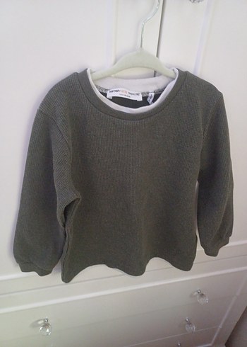 Koyu yeşil Erkek Çocuk Bisiklet Yaka Sweatshirt - Görsel 2