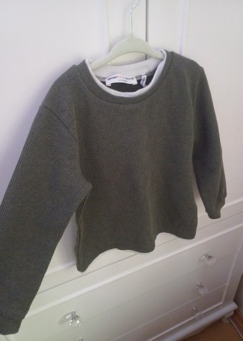 Koyu yeşil Erkek Çocuk Bisiklet Yaka Sweatshirt - Görsel 4