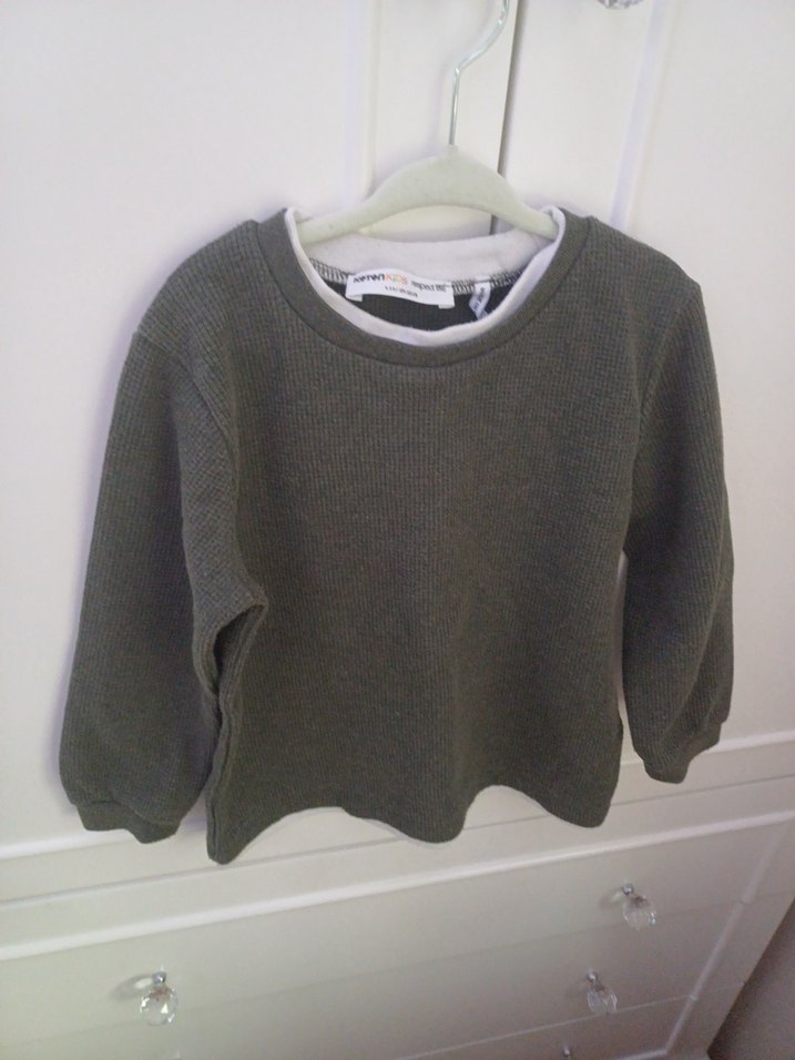 Koyu yeşil Erkek Çocuk Bisiklet Yaka Sweatshirt - Görsel 2