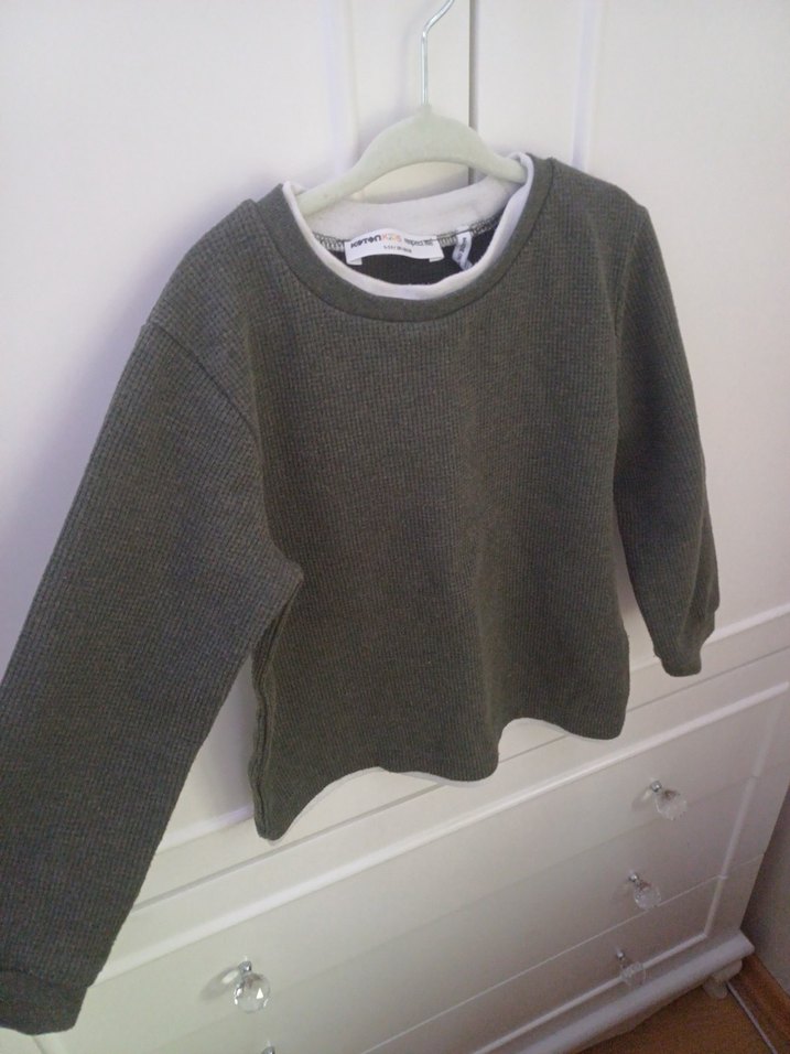 Koyu yeşil Erkek Çocuk Bisiklet Yaka Sweatshirt - Görsel 4