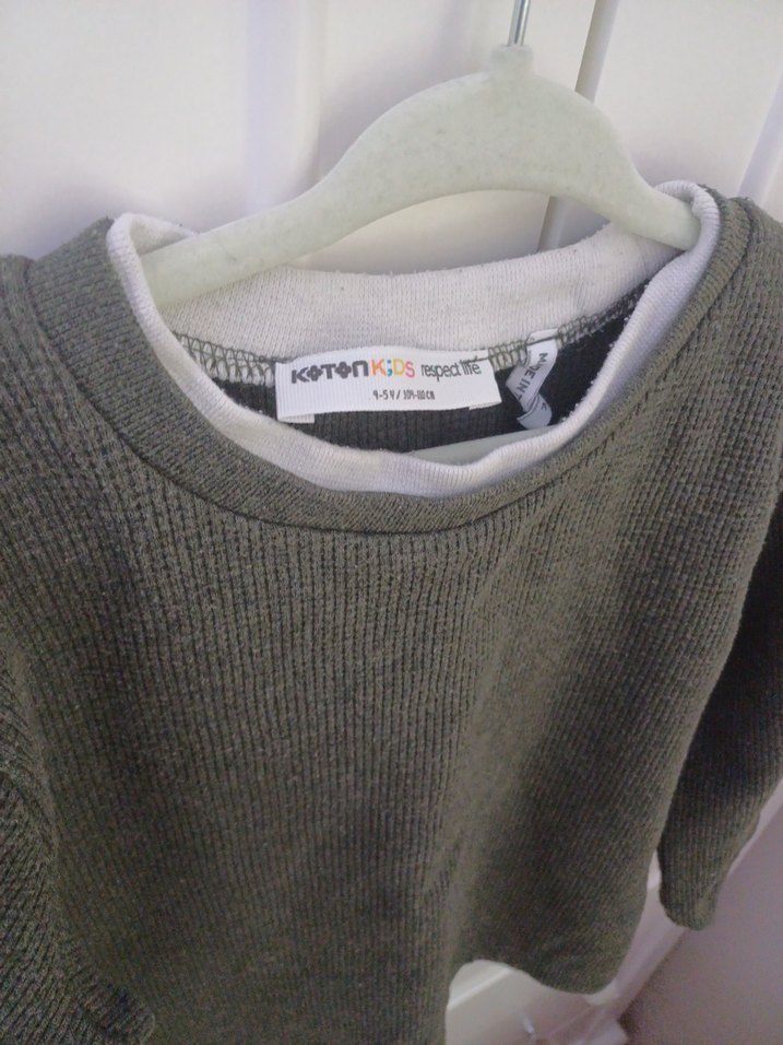 Koyu yeşil Erkek Çocuk Bisiklet Yaka Sweatshirt - Görsel 3