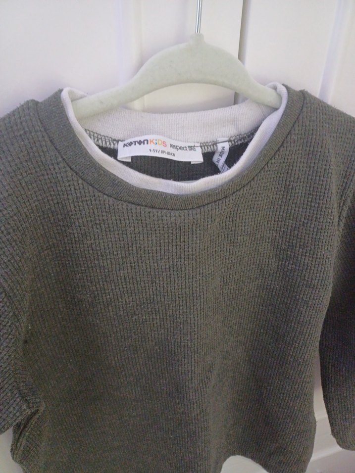 Koyu yeşil Erkek Çocuk Bisiklet Yaka Sweatshirt - Görsel 5