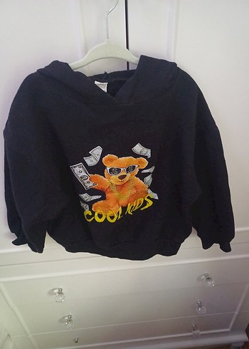 Kapüşonlu Siyah Erkek Çocuk Sweatshirt - Görsel 2