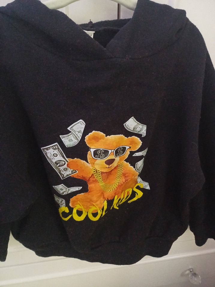 Kapüşonlu Siyah Erkek Çocuk Sweatshirt - Görsel 3