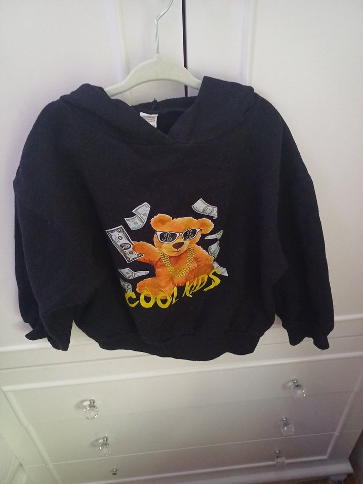 Kapüşonlu Siyah Erkek Çocuk Sweatshirt - Görsel 2
