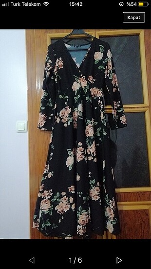 Zara v yakalı uzun elbise