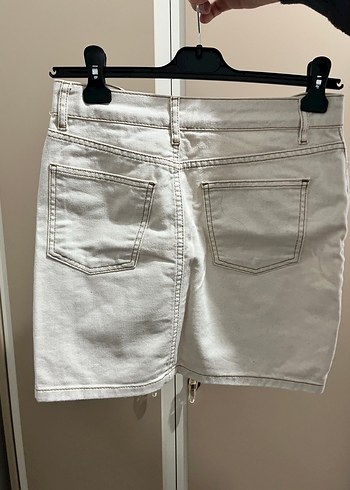 38 Beden Bej Denim Mini Etek