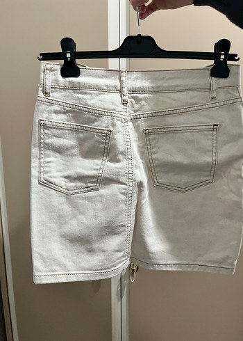 38 Beden ten rengi Renk Bej Denim Mini Etek
