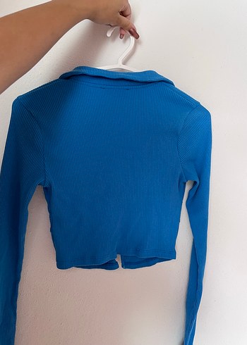 Bershka Bershka Mavi V YakaUzun Kollu Bluz