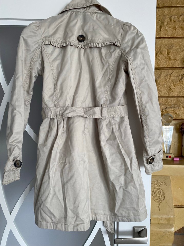 Bej Düğmeli Keten Trençkot - Görsel 2