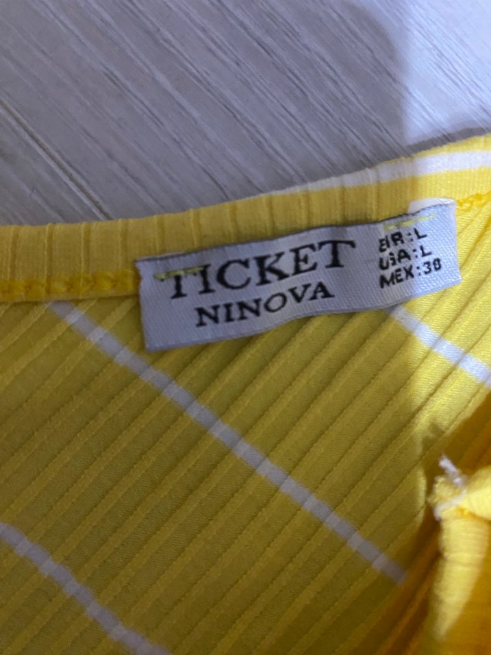 Sarı Çizgili Uzun Kollu Kadın Bluz - Görsel 2