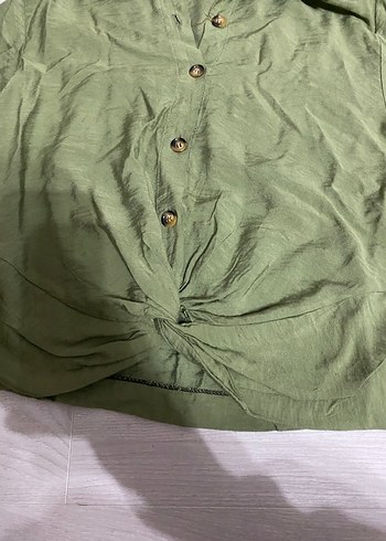 Düğmeli Uzun Kollu Keten Kadın Gömlek - Görsel 2