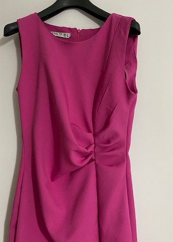 Pembe Drapeli Uzun Kadın Elbise - Görsel 2