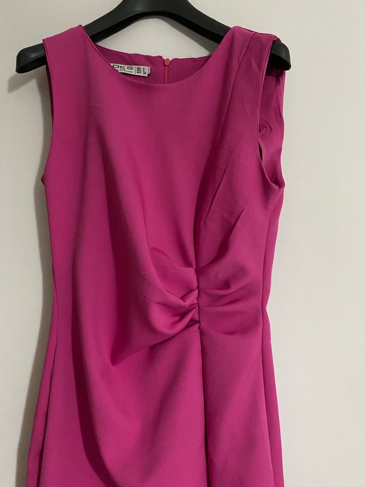 Pembe Drapeli Uzun Kadın Elbise - Görsel 2