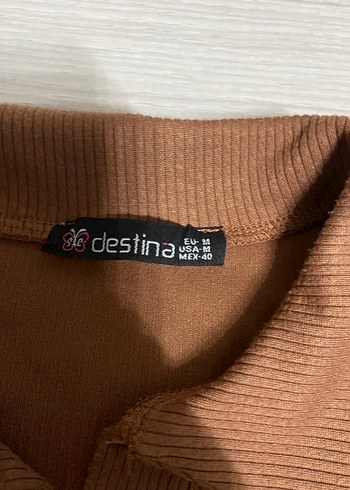 Kahverengi Kısa Kollu Crop T-Shirt - Görsel 2