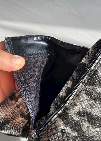 Gri Yılan Desenli Blok Topuk Kadın Bot - Görsel 5