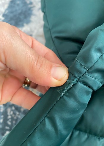 Kürklü Kapüşonlu Yeşil Kısa Kaban - Görsel 5