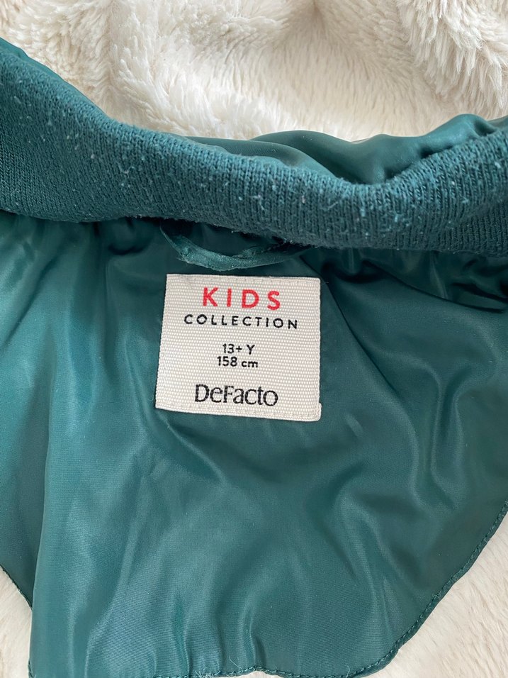 Kürklü Kapüşonlu Yeşil Kısa Kaban - Görsel 4