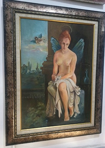 Kanatlı Melek Temalı Karanlık Tonlarda Tablo - Görsel 2