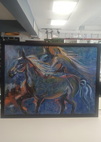 Atlar Temalı Karanlık Tablo - Görsel 2