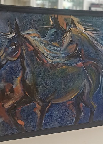 Atlar Temalı Karanlık Tablo - Görsel 3