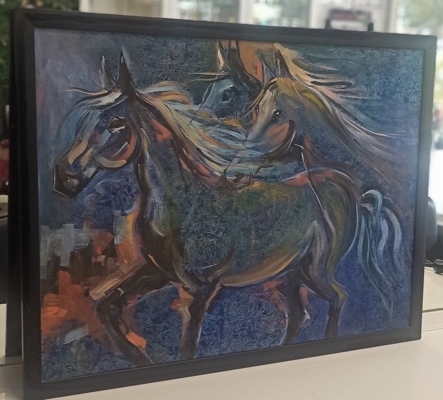 Atlar Temalı Karanlık Tablo - Görsel 3