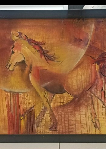 Kahverengi At Temalı Soyut Tablo - Görsel 2