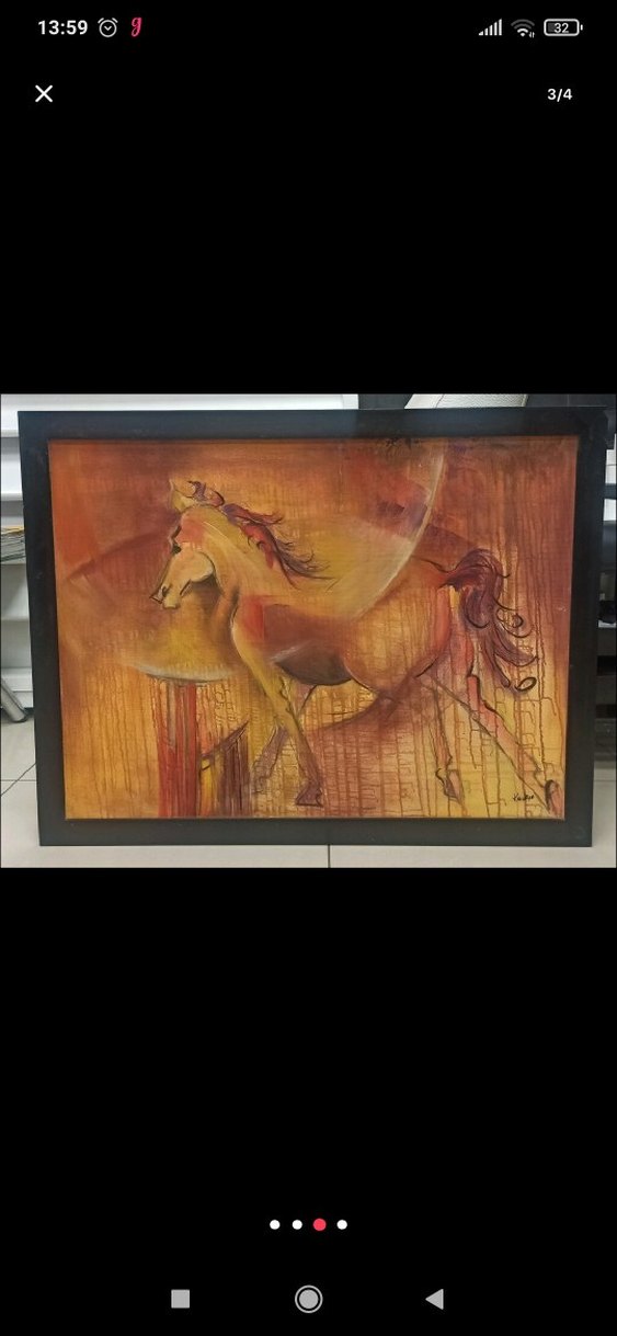 Kahverengi At Temalı Soyut Tablo - Görsel 3