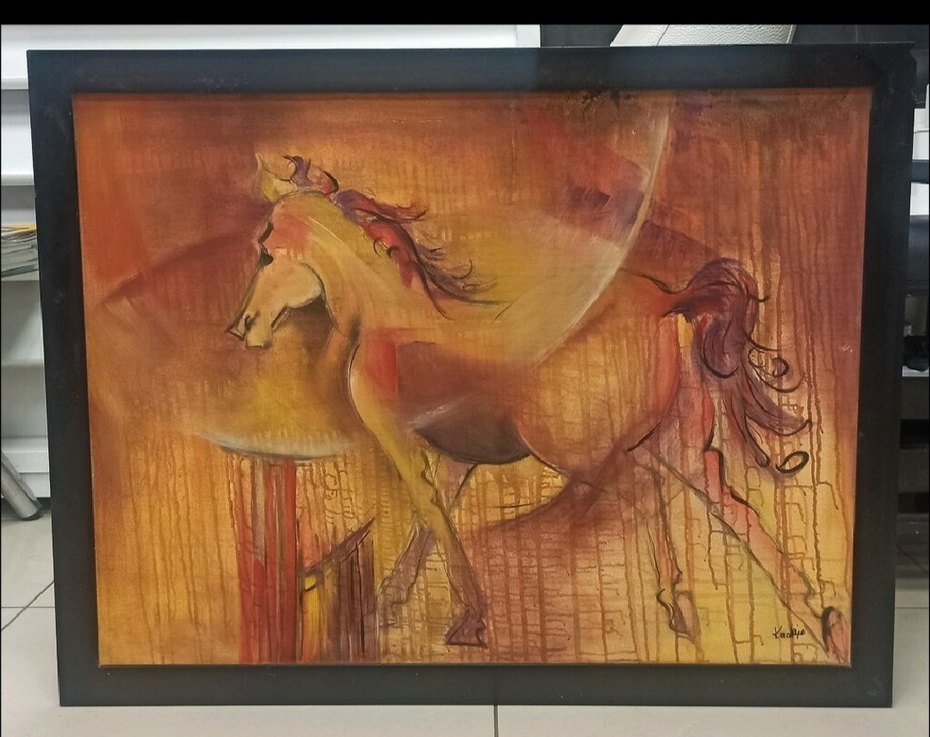 Kahverengi At Temalı Soyut Tablo - Görsel 2