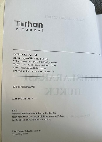 Uluslararası Hukuk Kitabı - Prof. Dr. Hüseyin Pazarcı