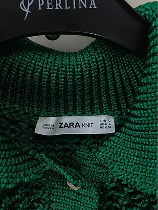 Zara Zara Örgü Fileli Yeşil Kazak/Yelek